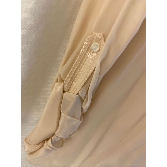 Chicos pink sequin top ties at waist 100 rayon sheer lined XL - Picture 3 of 8